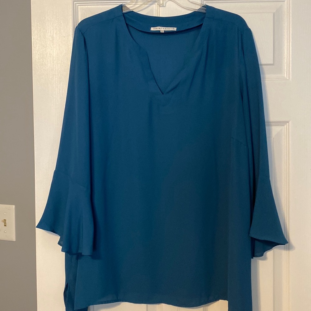 Teal 3/4 Sleeve Tunic Plus 2X